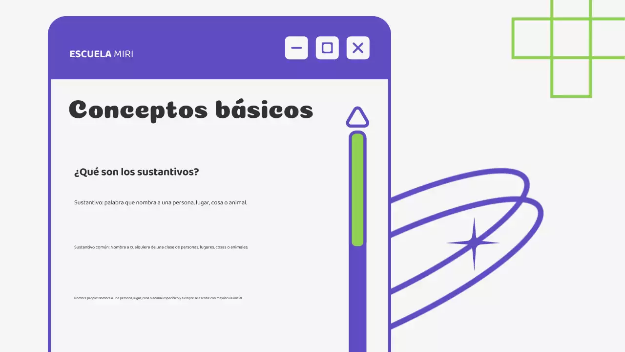 Beige Verde Ilustración Materiales de clase Gramática Presentación