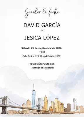 Invitación de boda minimalista beige