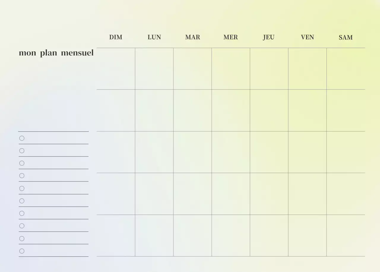 Calendrier minimaliste dégradé
