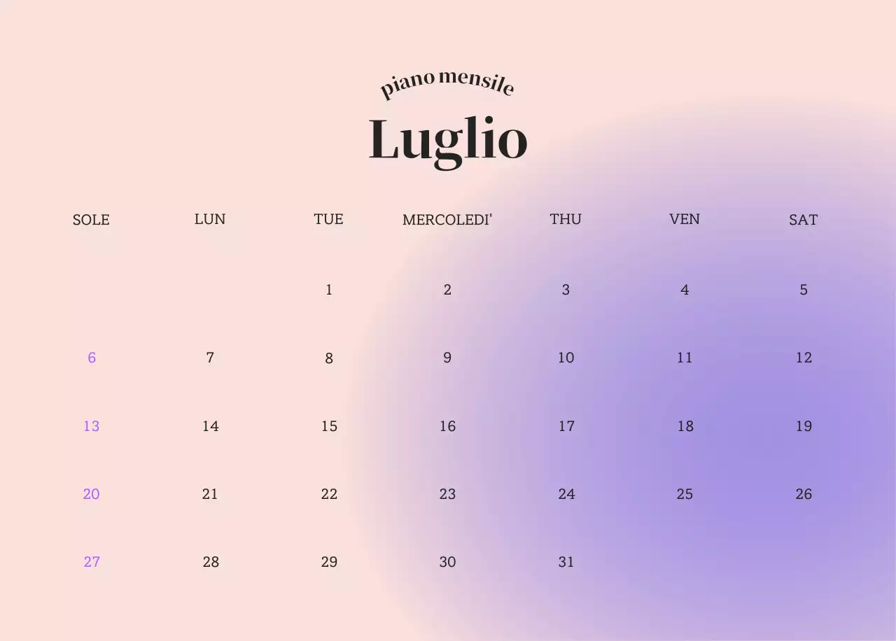 Calendario minimalista a gradi