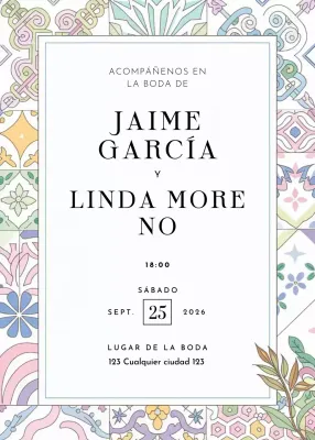 colorida invitación de boda floral