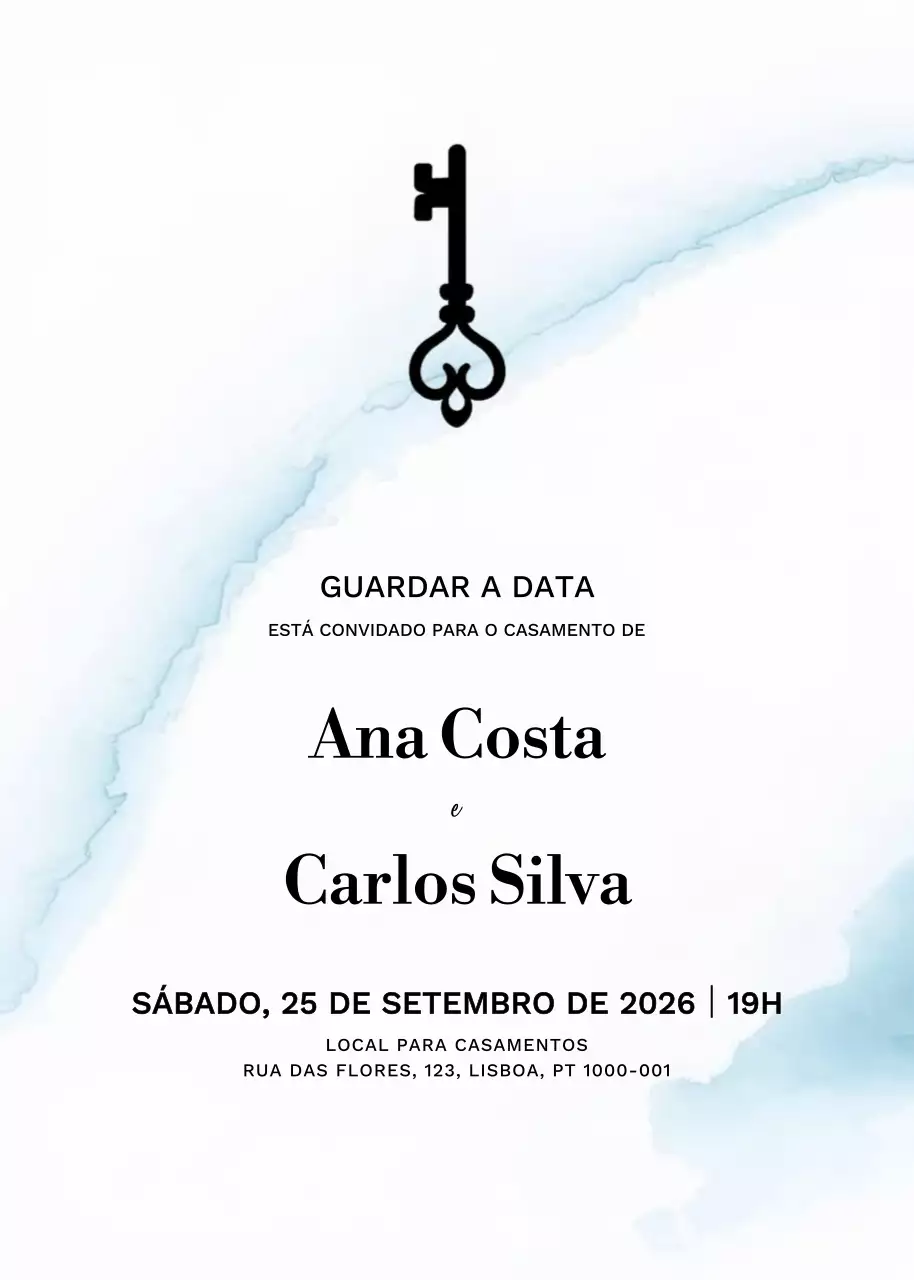Convite de casamento branco e elegante