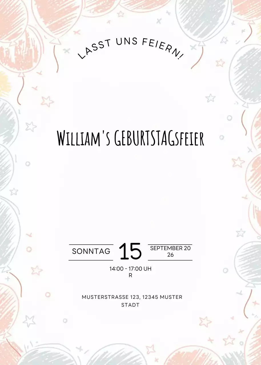 farbenfrohe minimalistische Geburtstagseinladung