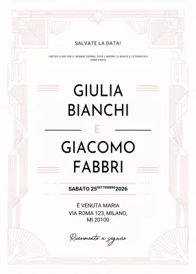 Invito di nozze geometrico bianco