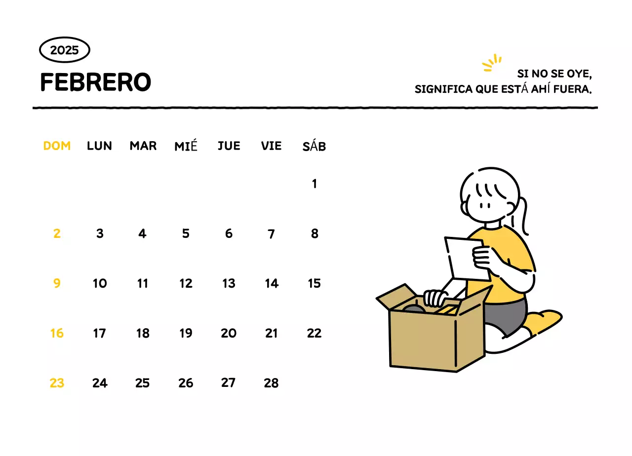 Calendario ilustrado con un bonito estilo de líneas