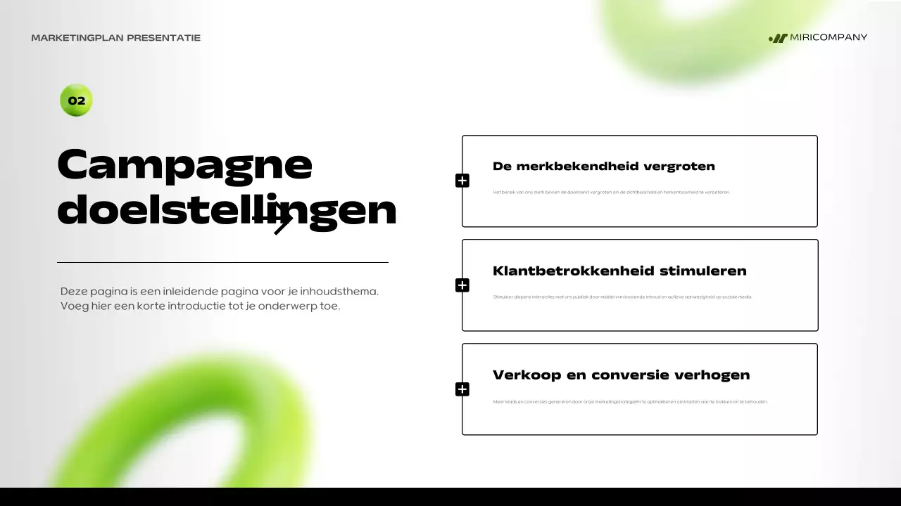 groen gedurfd marketingplan