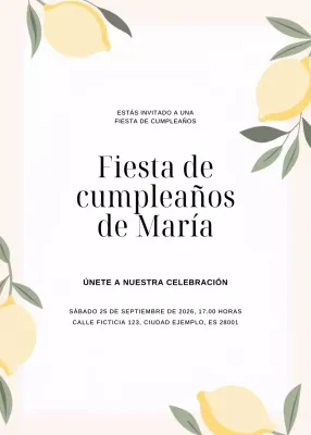 Elegante invitación de cumpleaños amarilla