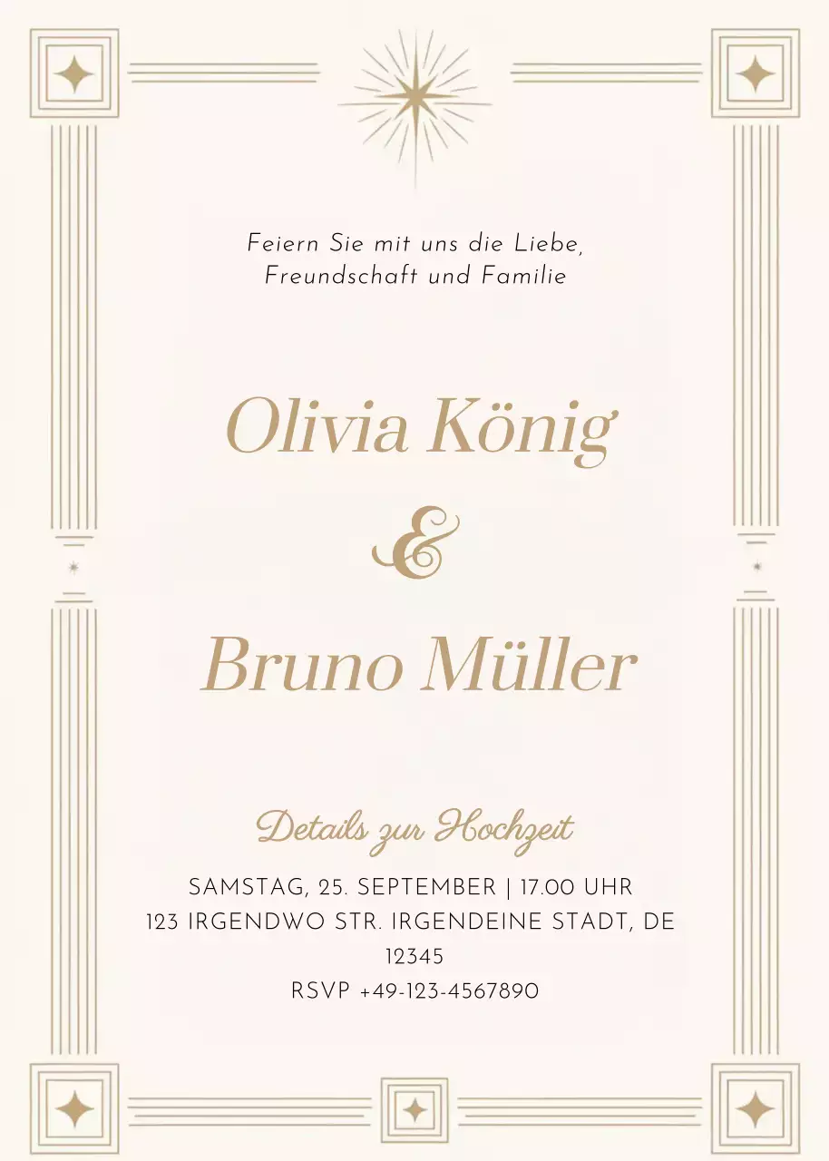beige klassische Hochzeitseinladung