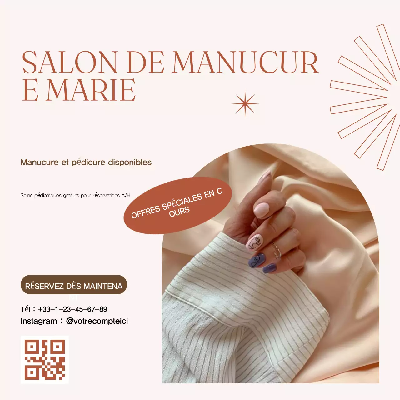 Beige Modern Nail Shop Promotion