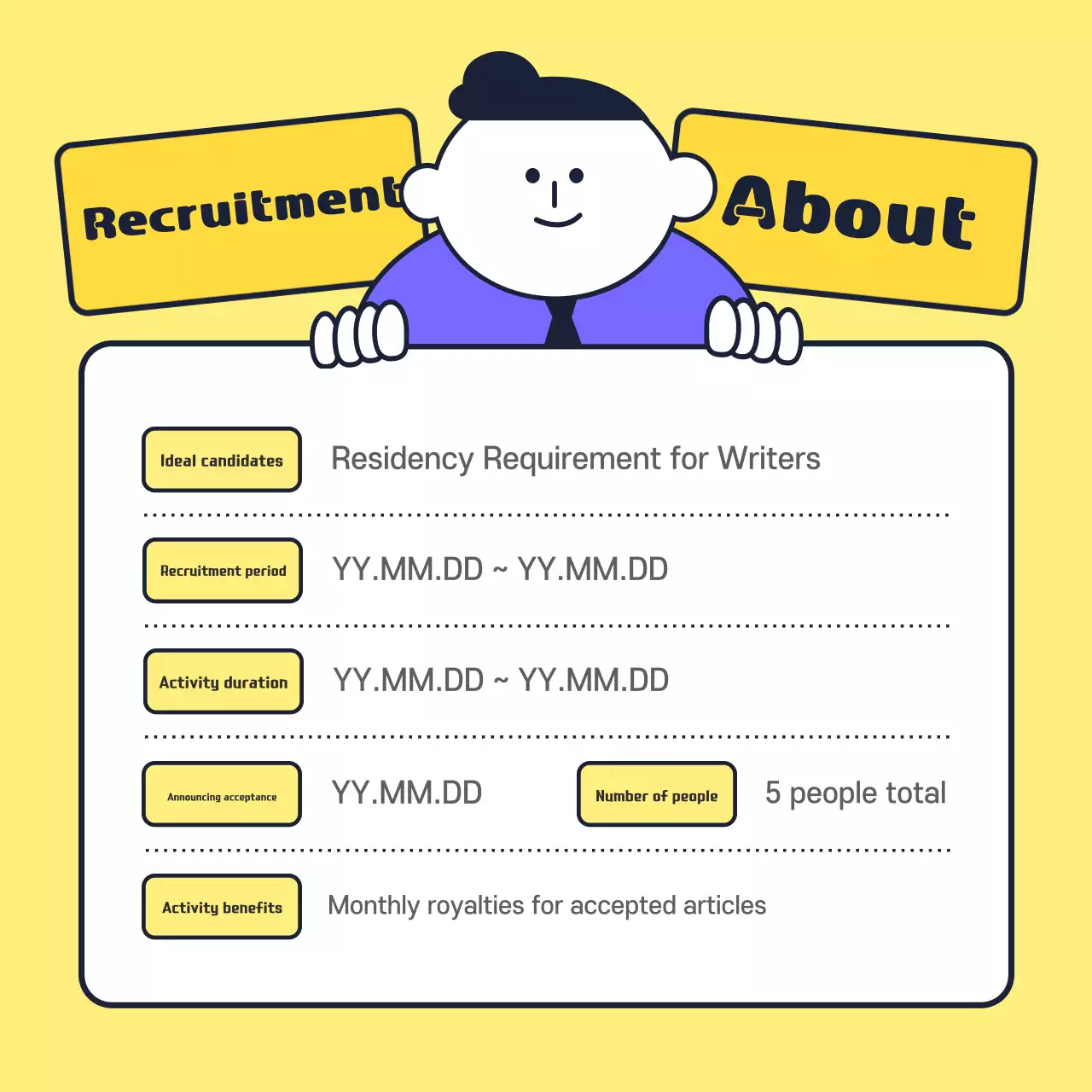 Carrossel de Instagram de recrutamento de jornalismo moderno amarelo