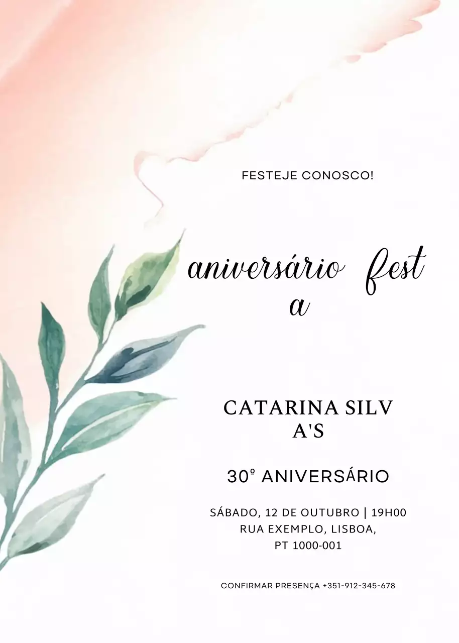convite de aniversário elegante cor-de-rosa