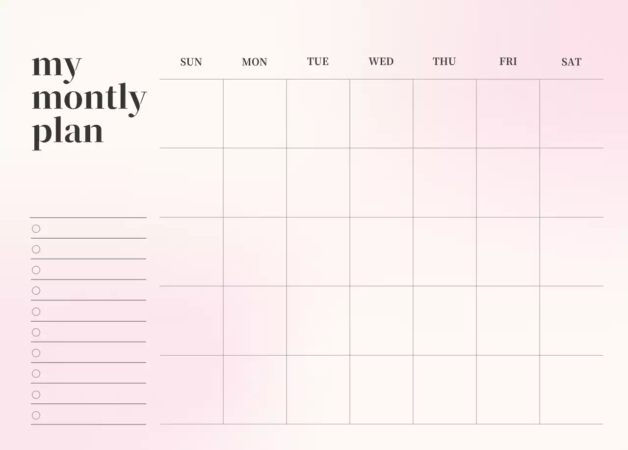 Gradient Minimalist Calendar