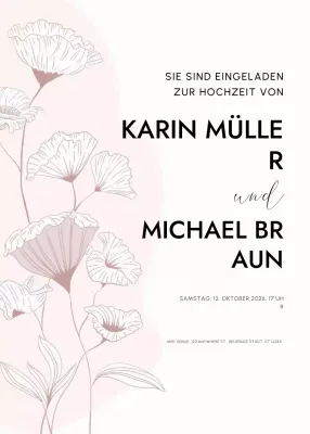 rosa elegante Hochzeitseinladung