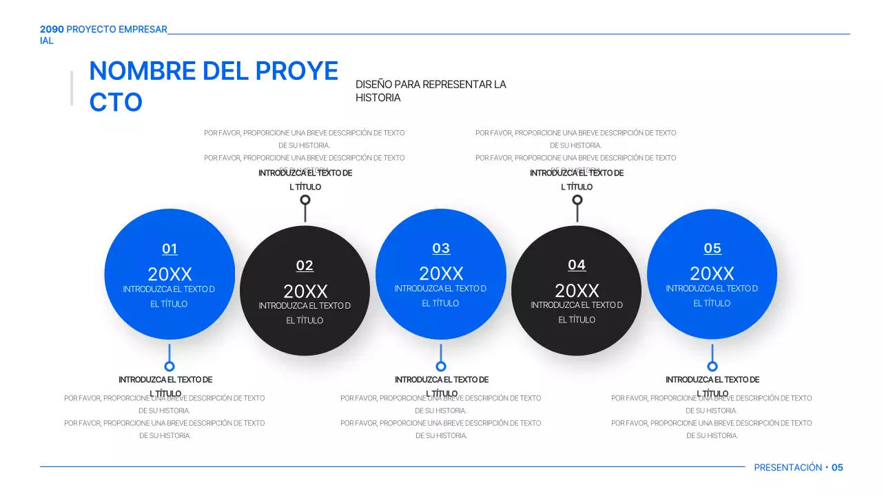 Un sencillo plan de negocio global en blanco y azul