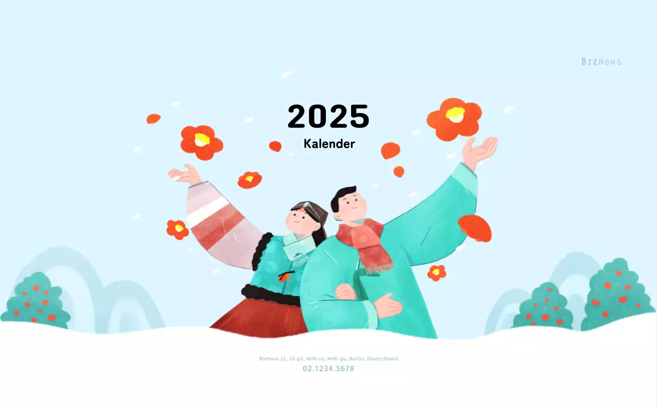 Neujahrskalender mit warmen Illustrationen