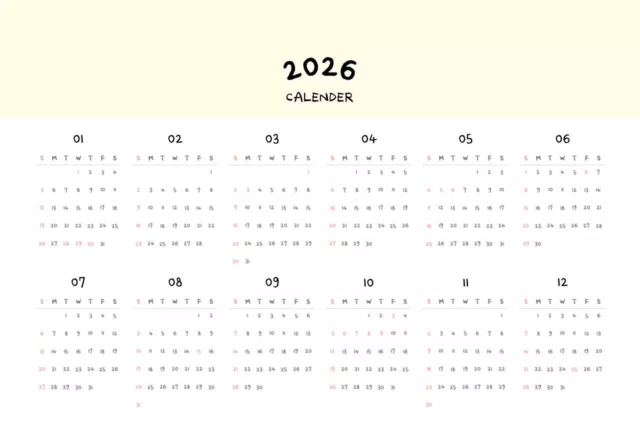 Ivory Cozy Daily Calendar