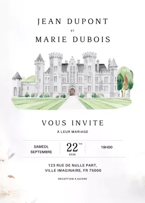 Invitation de mariage élégante et blanche