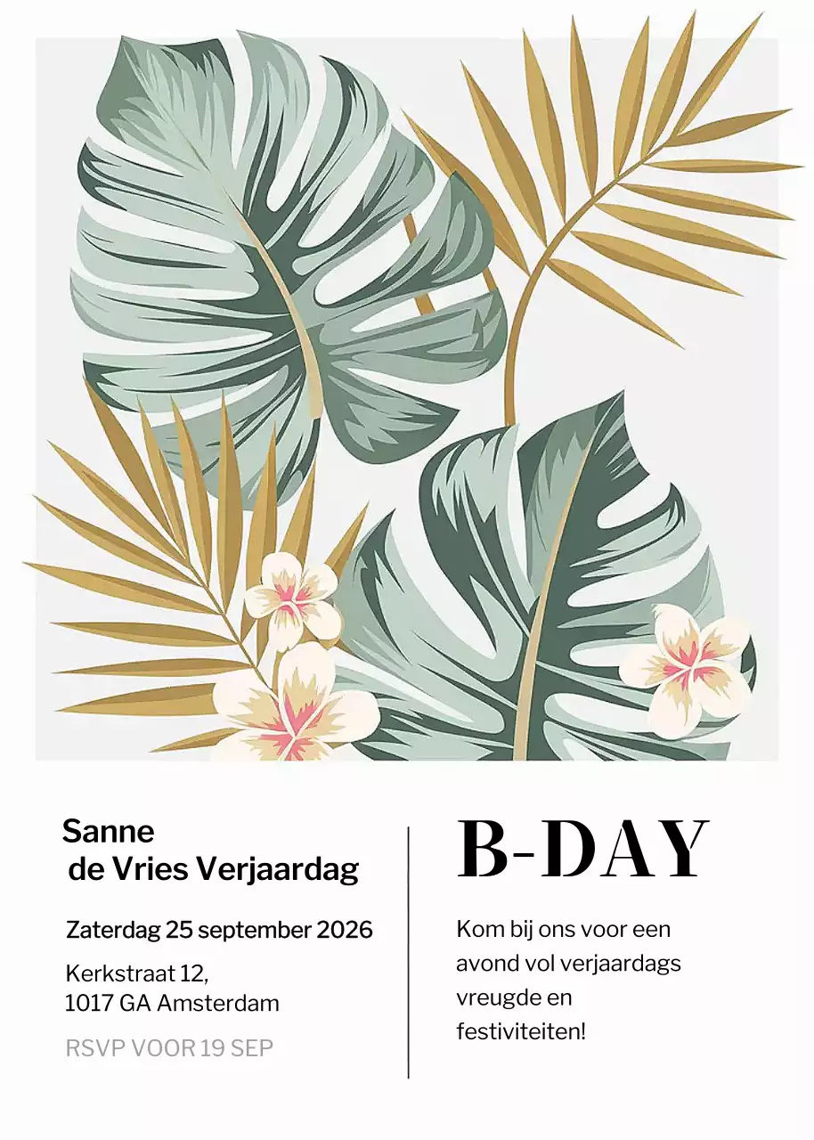 Groene tropische verjaardagsuitnodiging