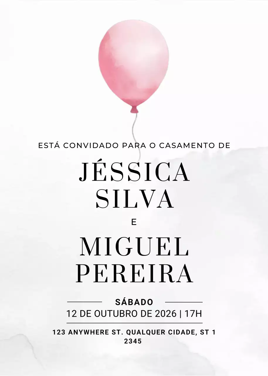 convite de casamento elegante cor-de-rosa