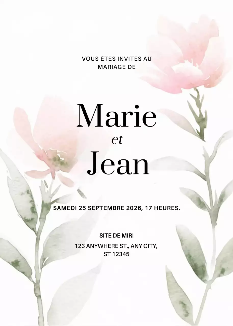 Invitation de mariage élégante en rose