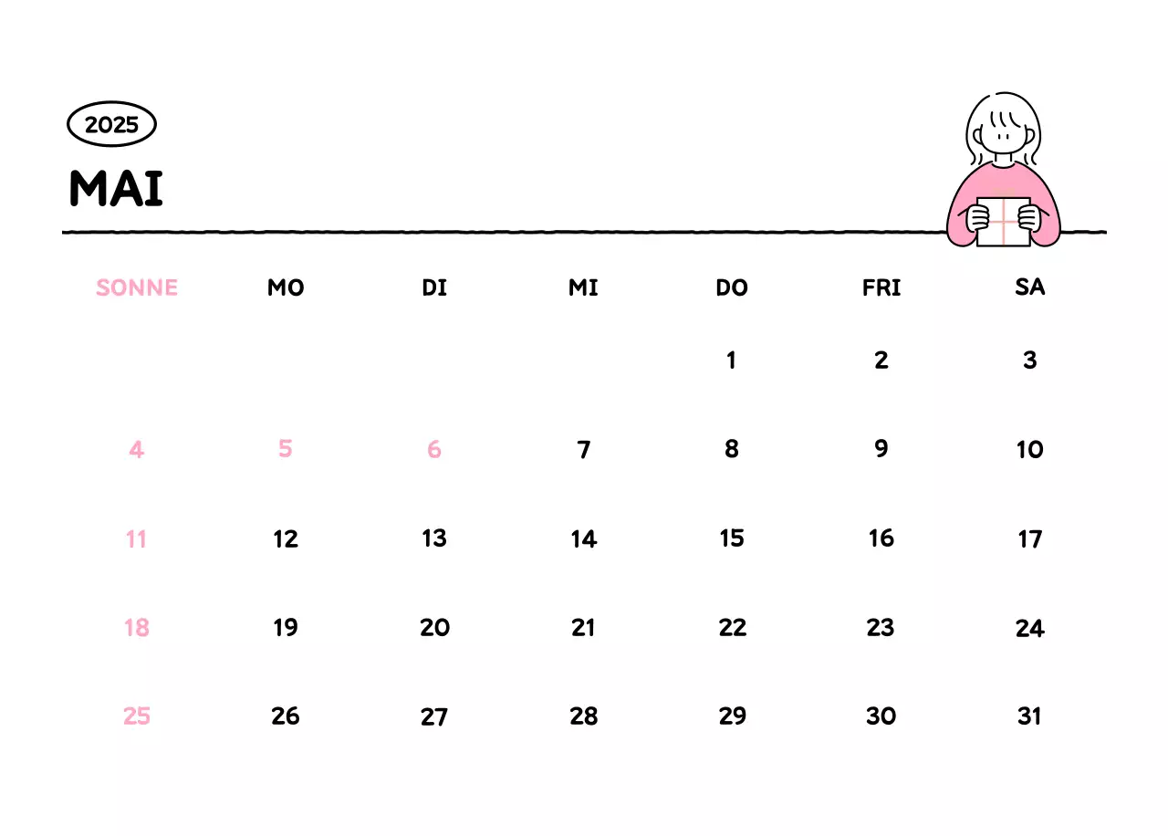 Illustrierter Kalender mit schönem Linienstil