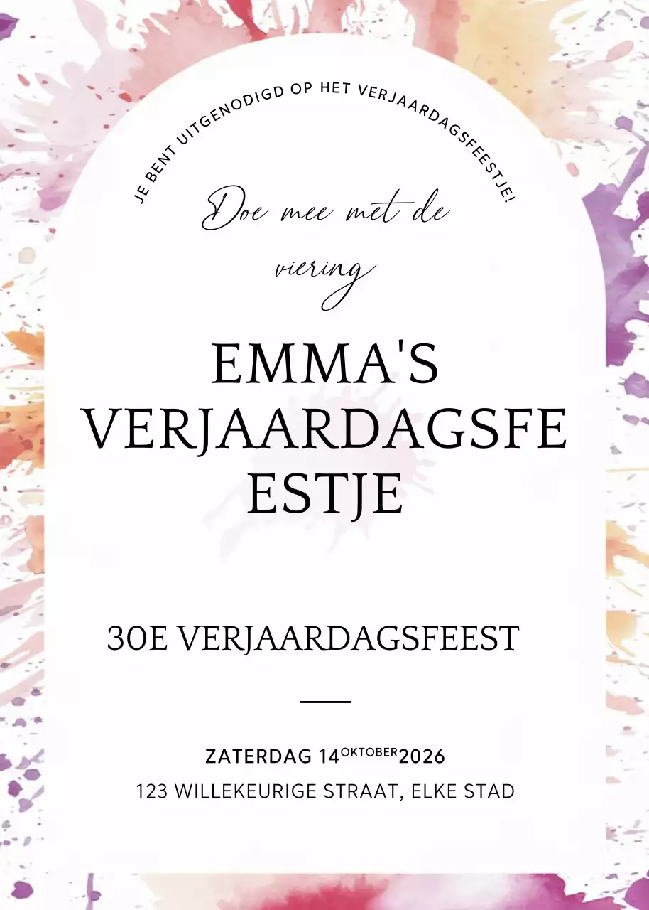 Kleurrijke elegante verjaardagsuitnodiging