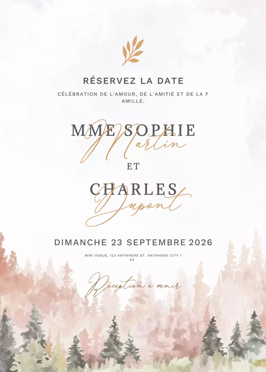 invitation de mariage beige et élégante