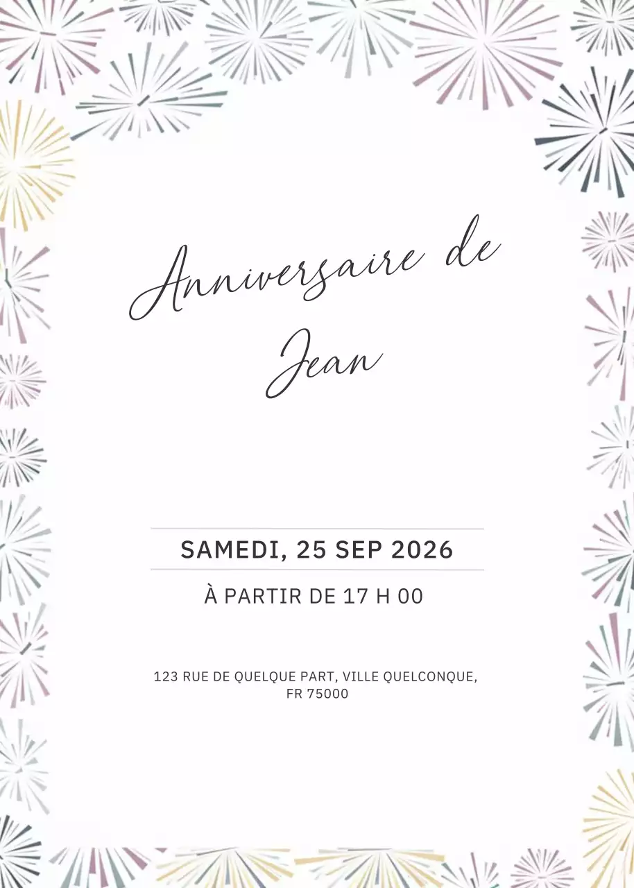 Invitation d'anniversaire élégante et colorée