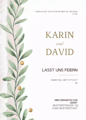 Grüne botanische Verlobungseinladung