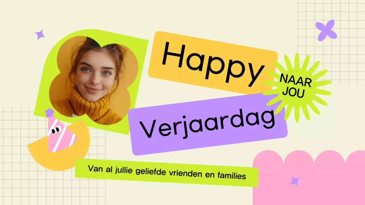 gele moderne verjaardagskaart