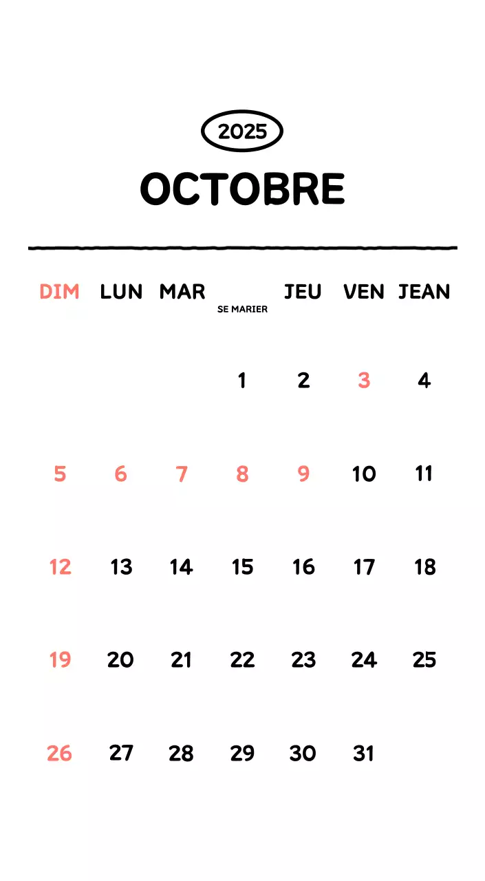 Calendrier illustré avec un joli style de lignes