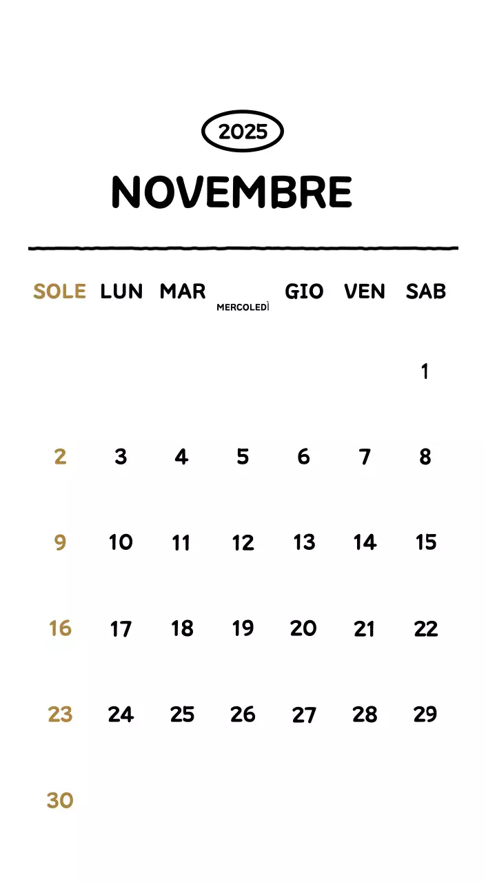 Calendario illustrato con un grazioso stile di linee