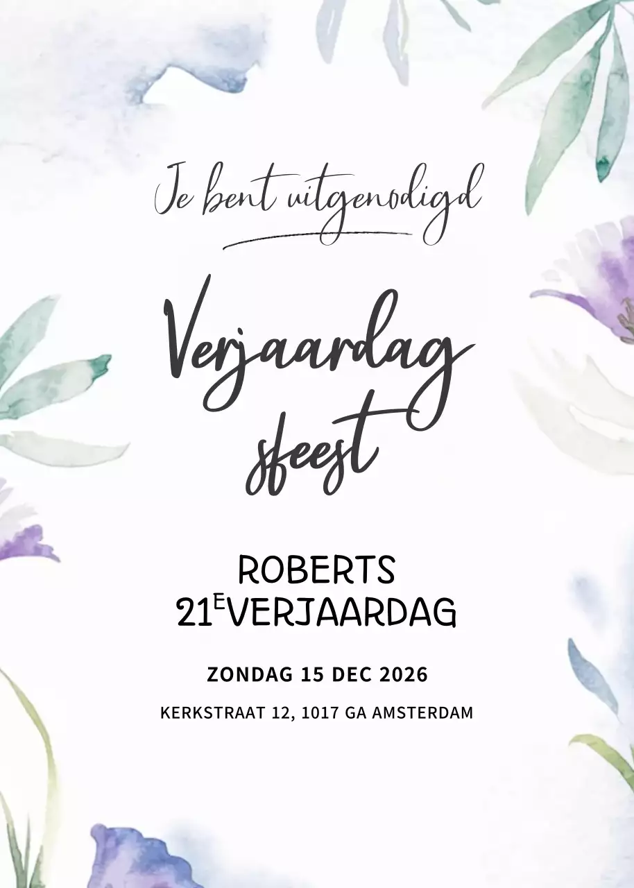 Witte elegante verjaardagsuitnodiging