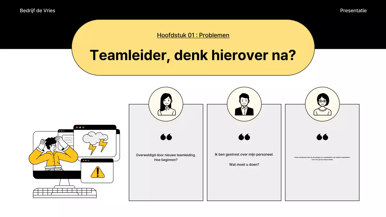 Een eenvoudige interne seminargids in zwart en blauw