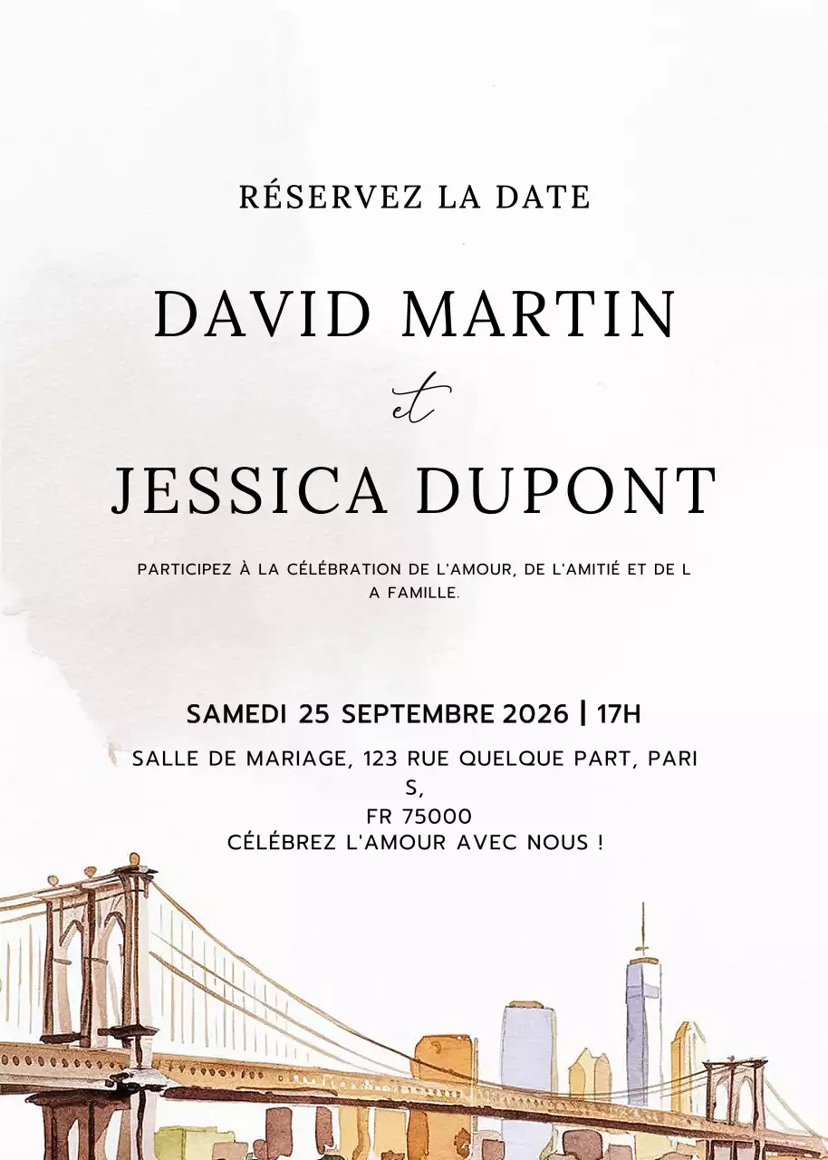 Invitation de mariage beige et élégante