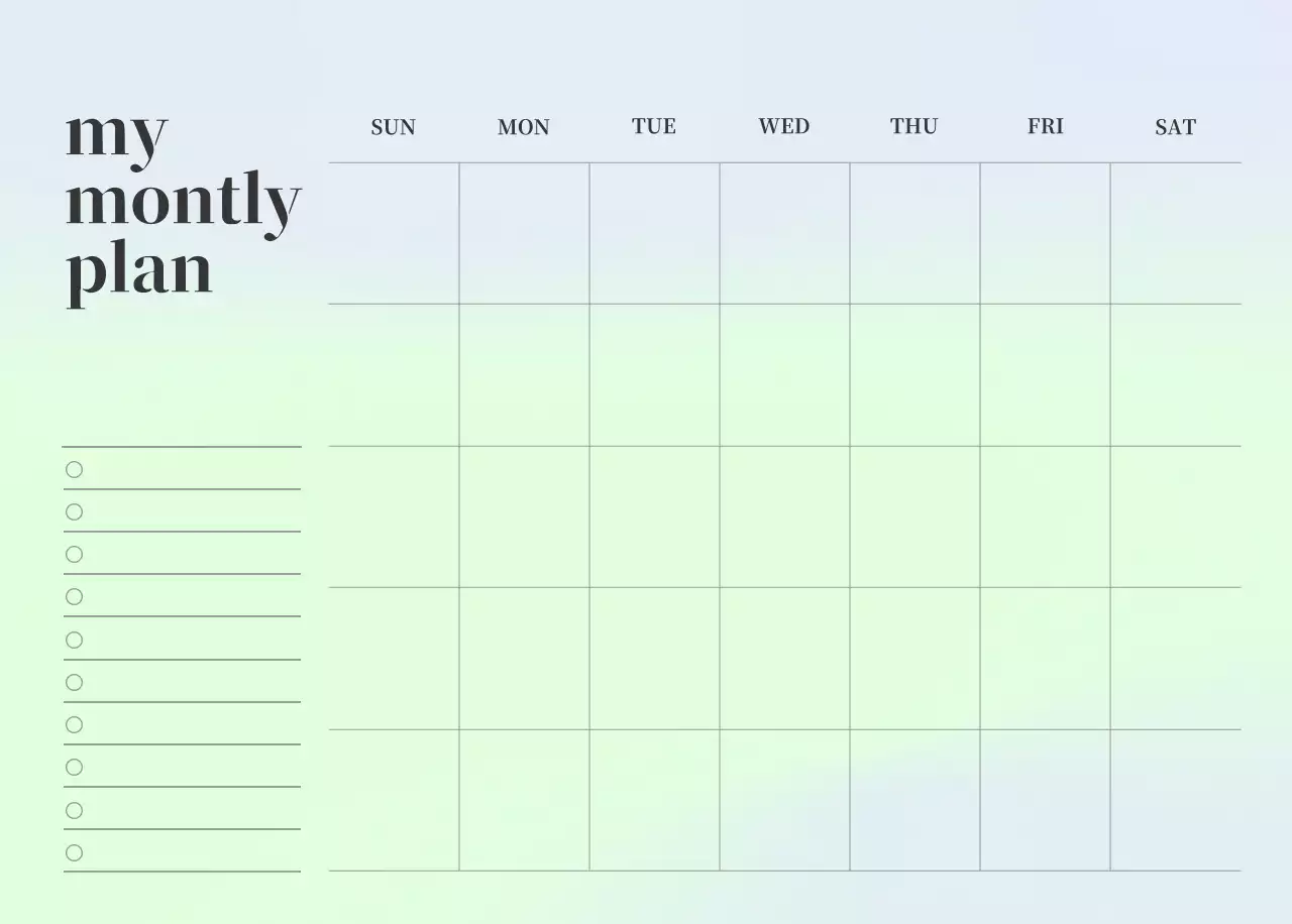 Gradient Minimalist Calendar