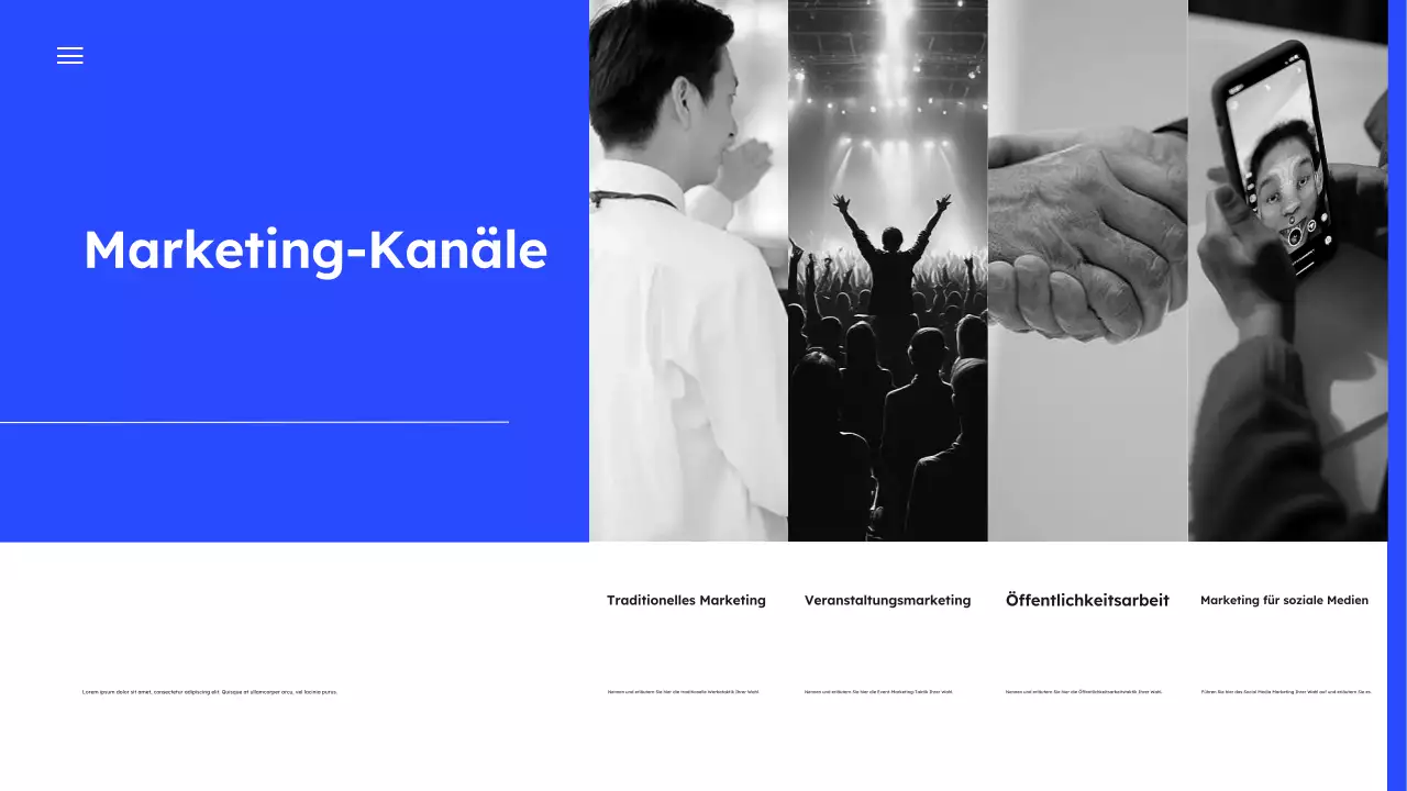 Blauer einfacher Marketingplan Präsentation