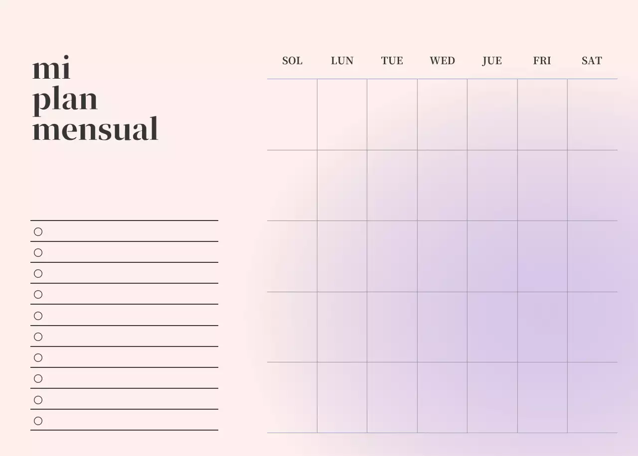 Calendario minimalista degradado
