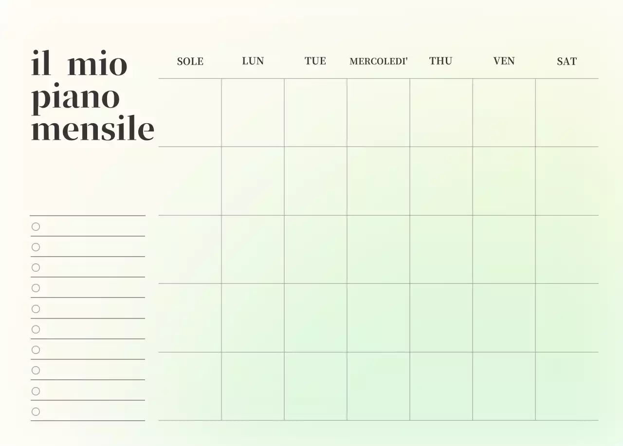 Calendario minimalista a gradi