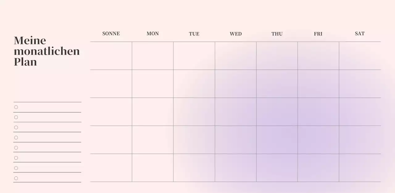 Minimalistischer Kalender mit Farbverlauf