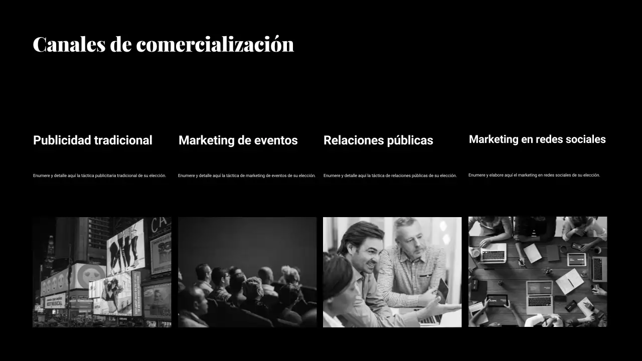 Presentación del plan de marketing en degradado negro y morado