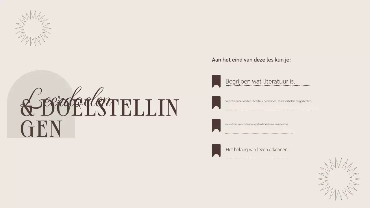 Beige Bruin Minimalistische Literatuur Cursus Presentatie