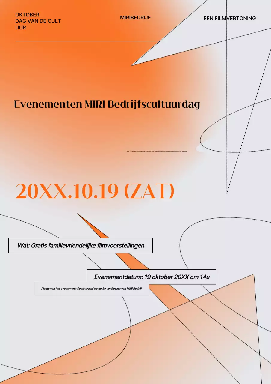 Oranje Moderne Filmvertoning Evenementengids