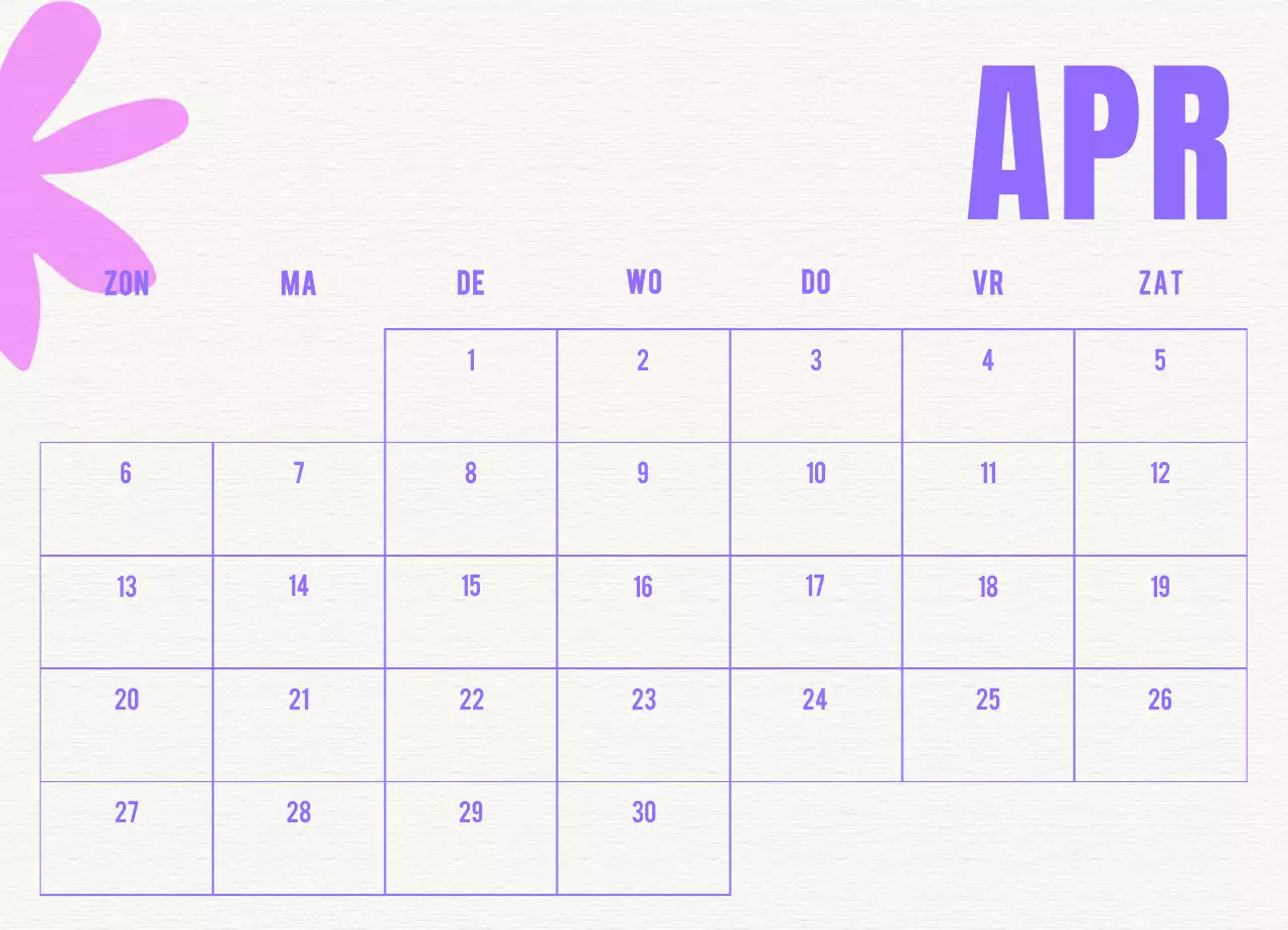 Blauwe vintage kalender