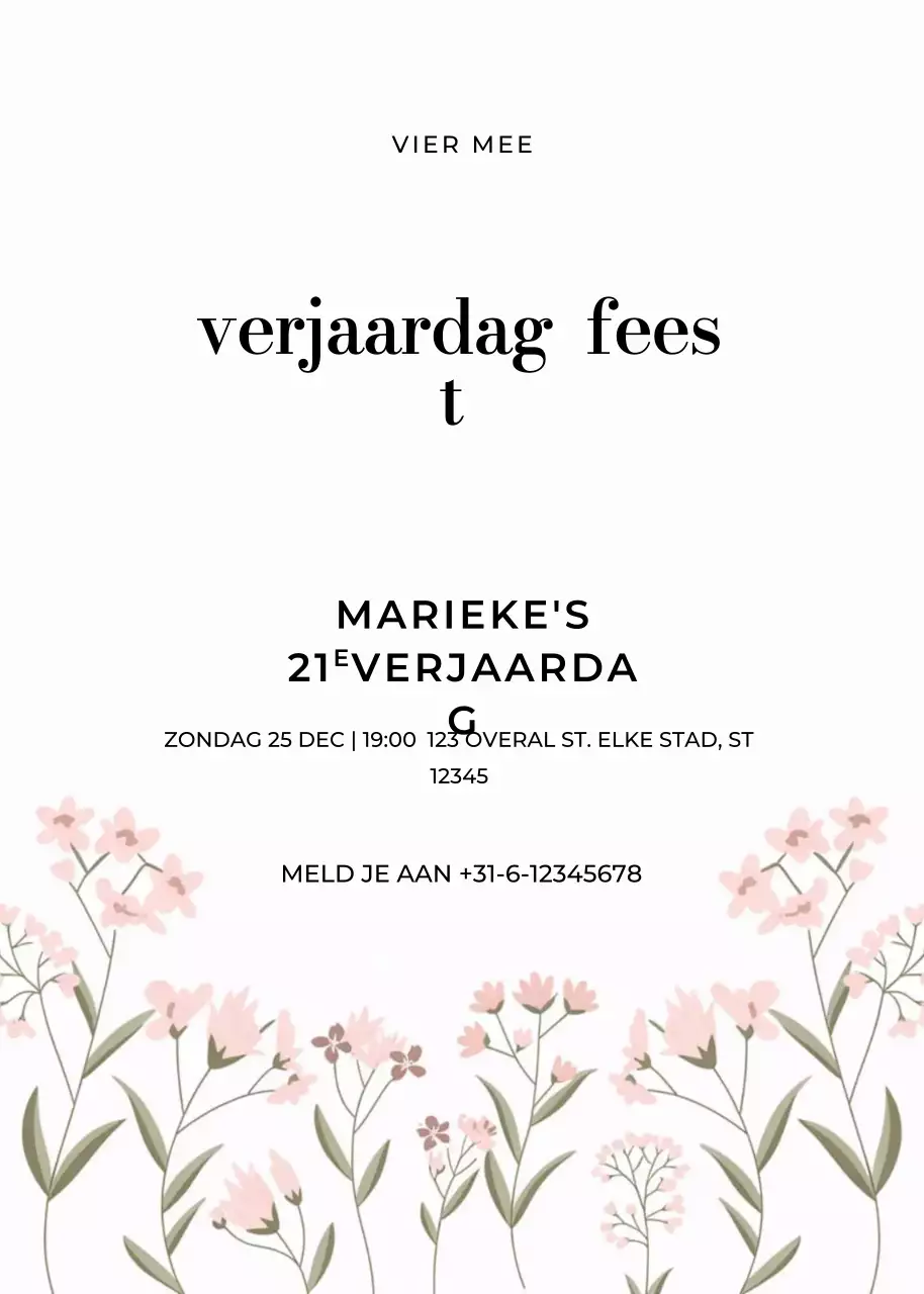 uitnodiging witte elegante verjaardag