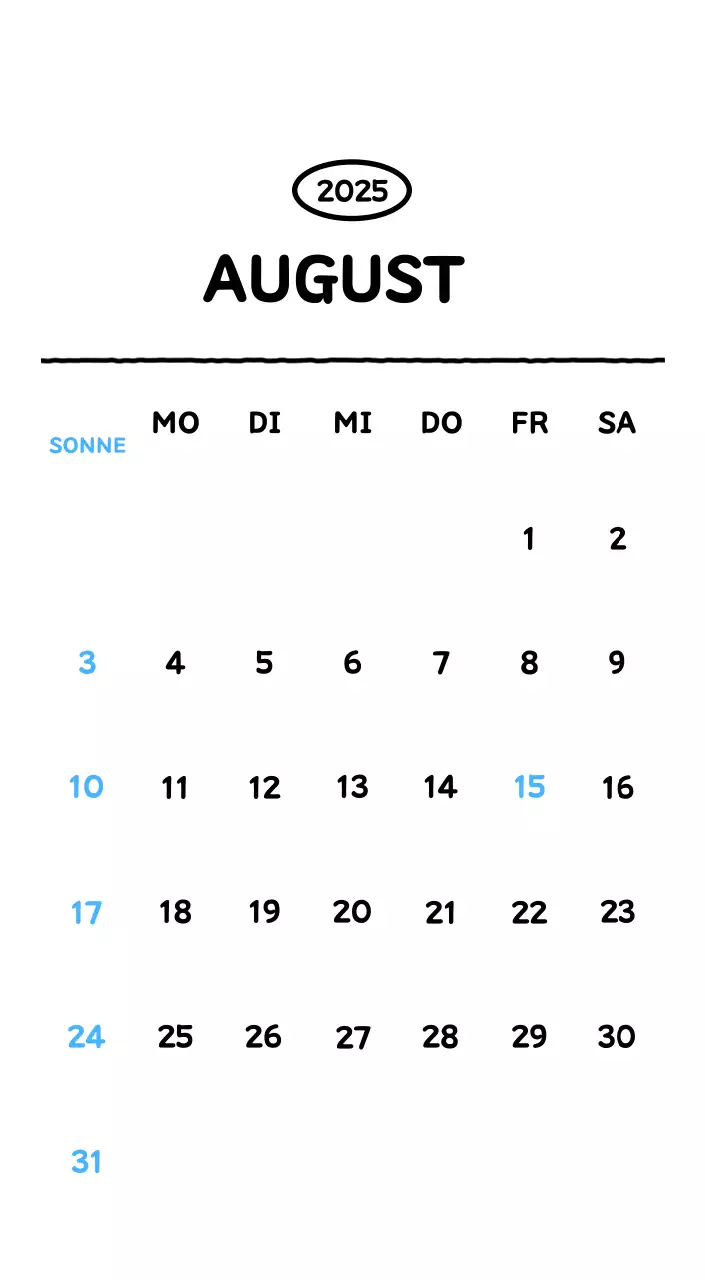 Illustrierter Kalender mit schönem Linienstil