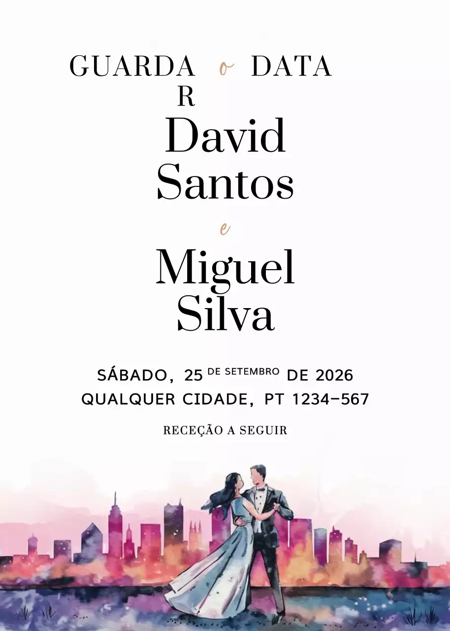 Convite de casamento elegante e colorido