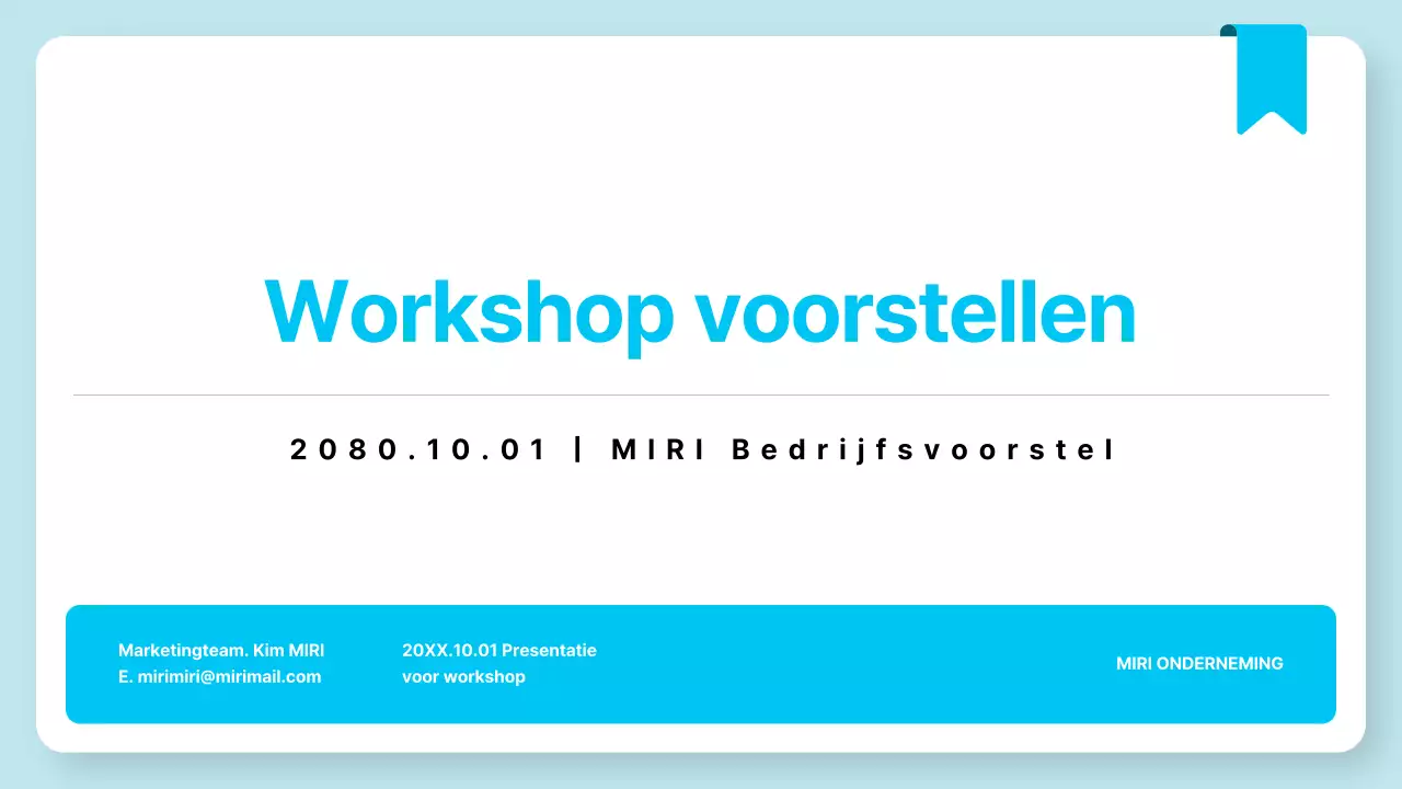 Lichtblauw Eenvoudig Workshop Voorstel