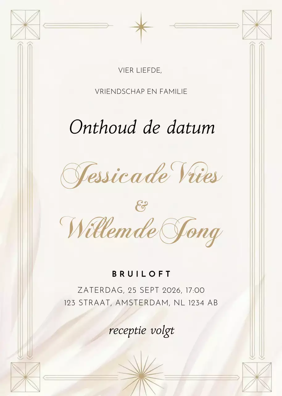 uitnodiging bruiloft goud elegant