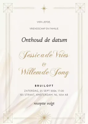 uitnodiging bruiloft goud elegant